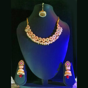 bridal kundan necklace set & maang tikka imitation jewellery