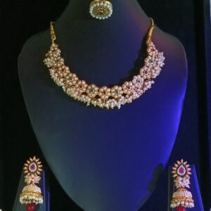 bridal kundan necklace set & maang tikka – antique gold traditional jewellery