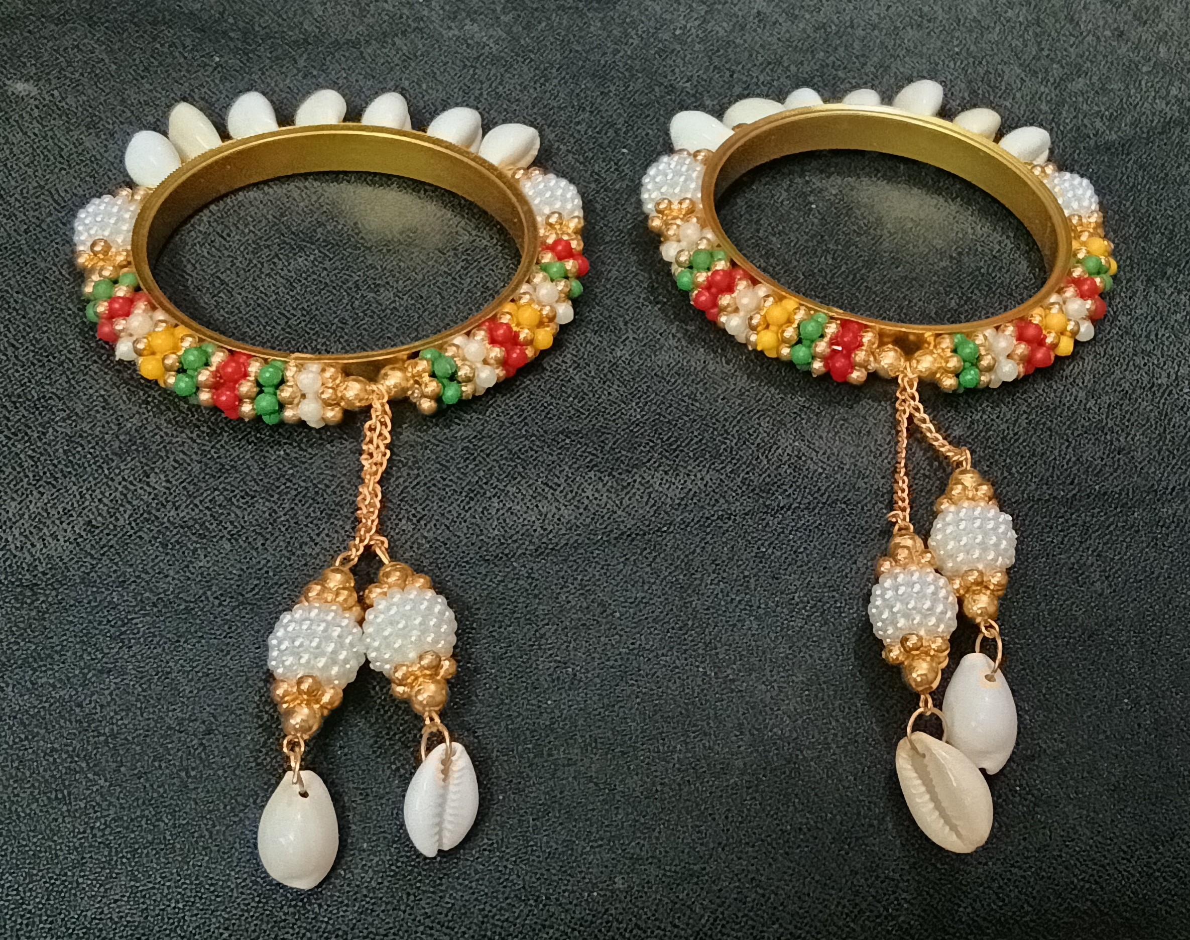 traditional gold plated beaded charm bangles for women multicolor pearl & shell dangle ethnic bangle traditional gold plated beaded charm bangles for women multicolor pearl & shell dangle ethnic bangle