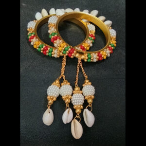 traditional multicolor beaded charm bangles for women multicolor pearl & shell dangle ethnic bangle