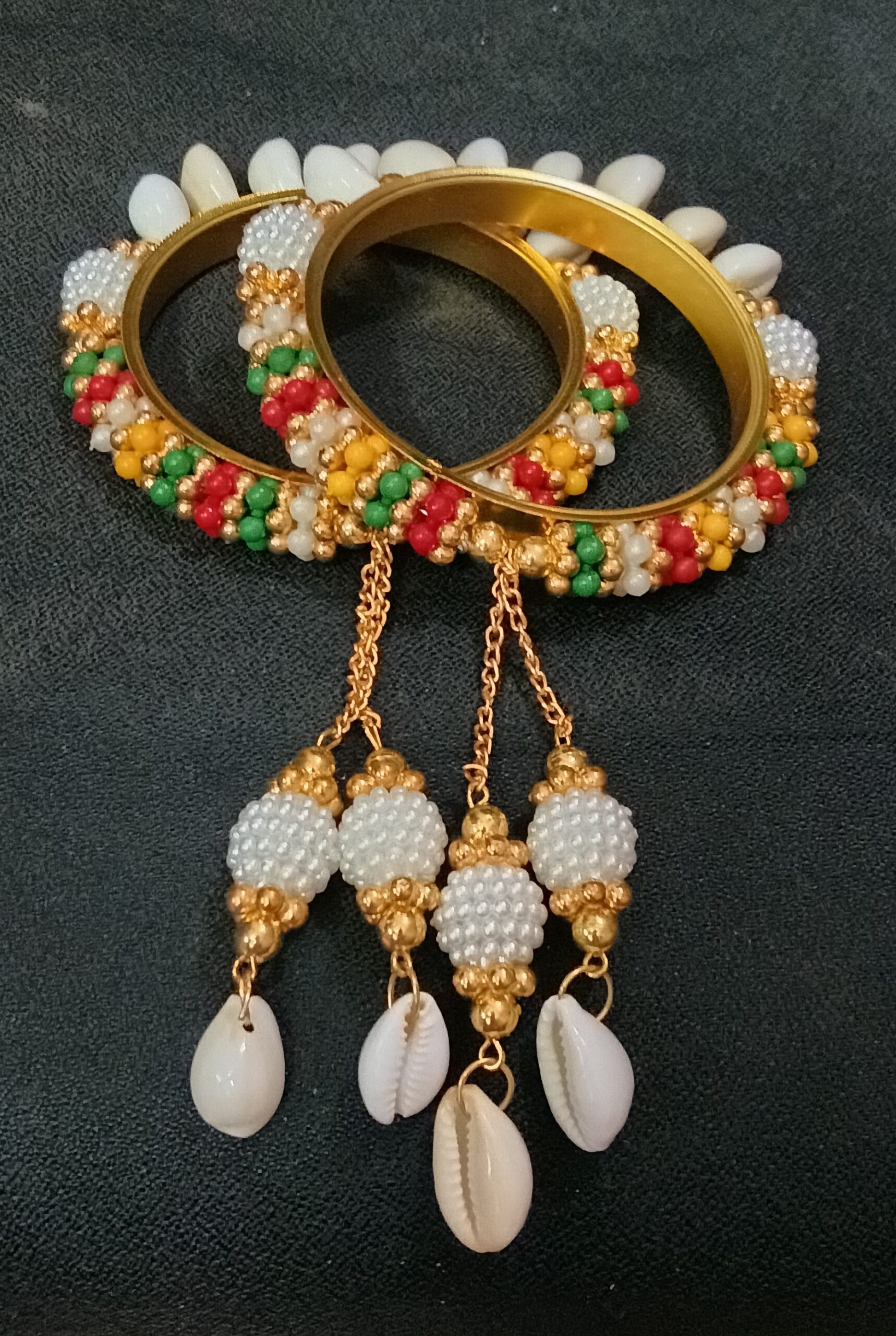 traditional gold plated beaded charm bangles for women multicolor pearl & shell dangle ethnic bangle traditional gold plated beaded charm bangles for women multicolor pearl & shell dangle ethnic bangle