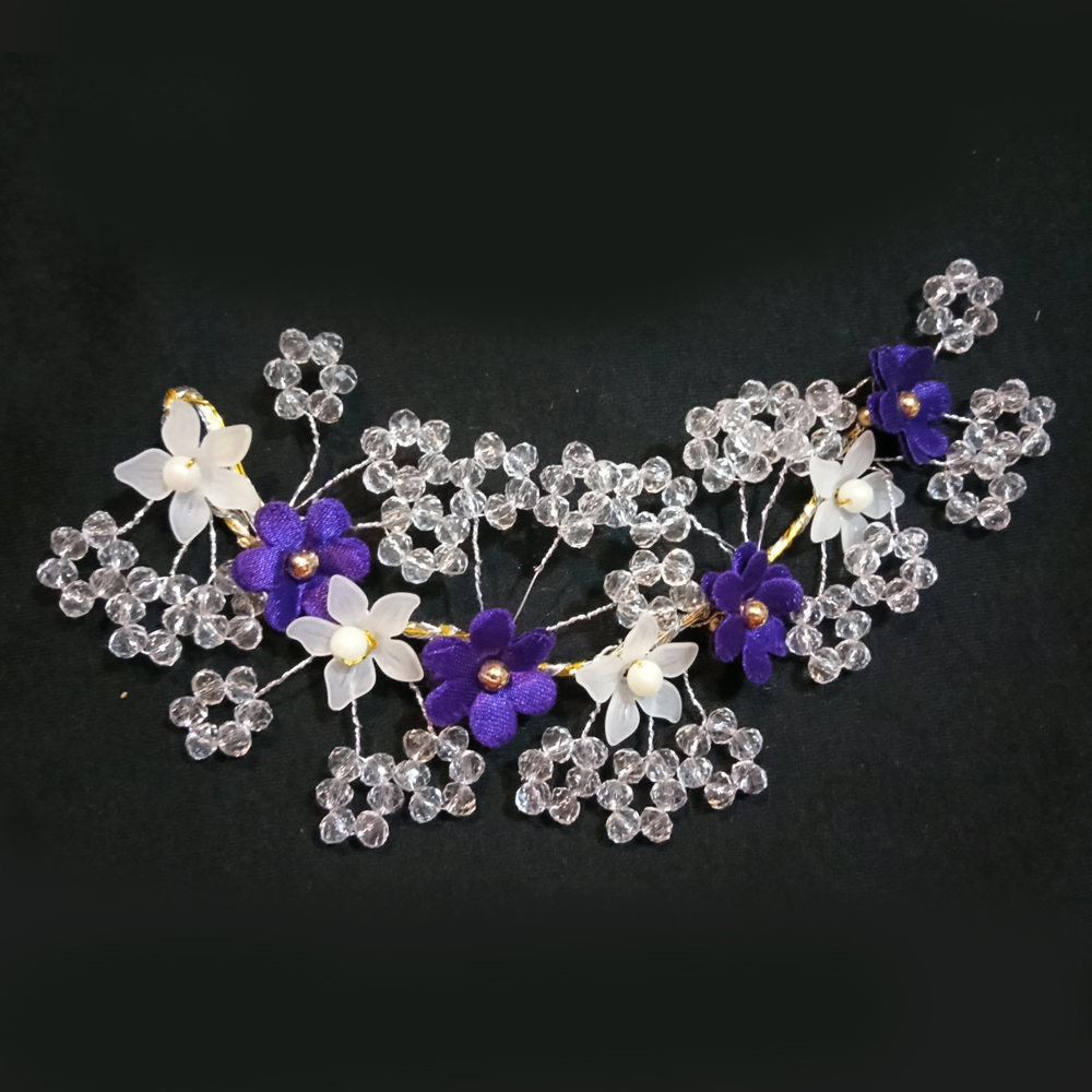 purple & white floral crystal hair vine – handmade bridal hair accessory purple & white floral crystal hair vine – handmade bridal hair accessory