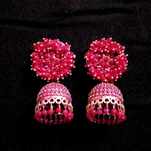 pink traditional tassel earrings for women