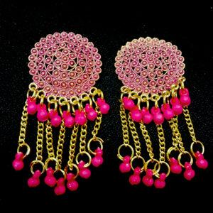 beautiful pink traditional tassel earrings for women