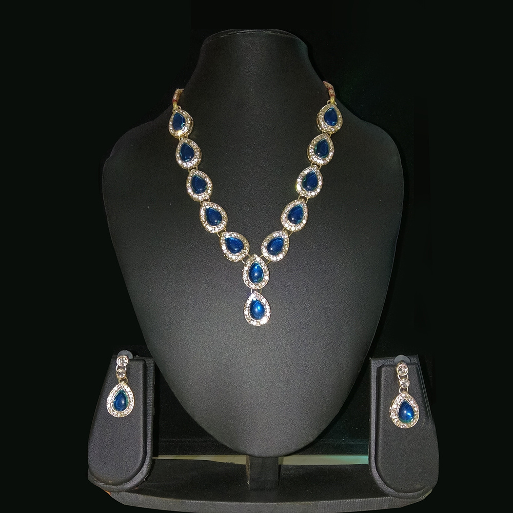 elegant royal blue teardrop crystal necklace set with matching drop earrings elegant royal blue teardrop crystal necklace set with matching drop earrings