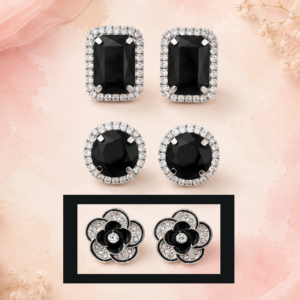 black diamond artificial stud earrings for women