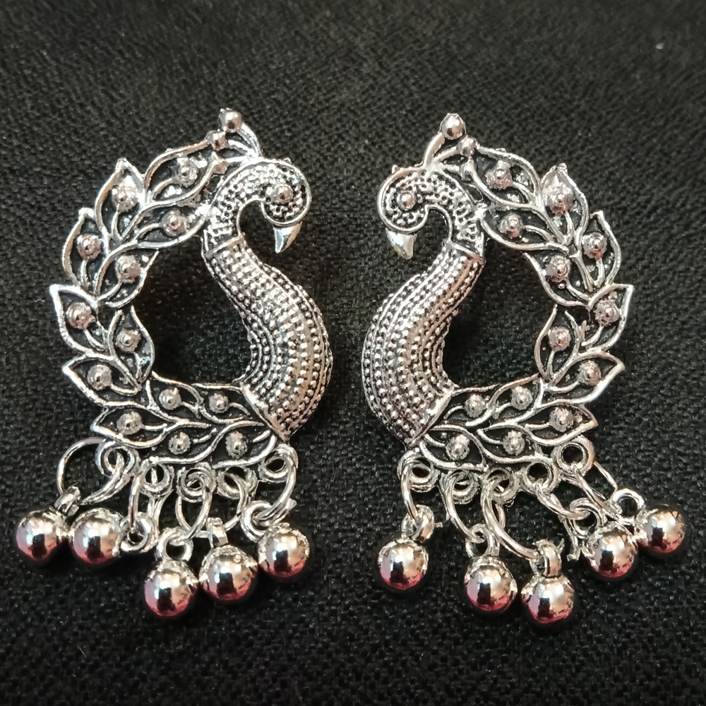 majestic peacock motif oxidized silver earring combo set (pack of 2 pairs) majestic peacock motif oxidized silver earring combo set (pack of 2 pairs)