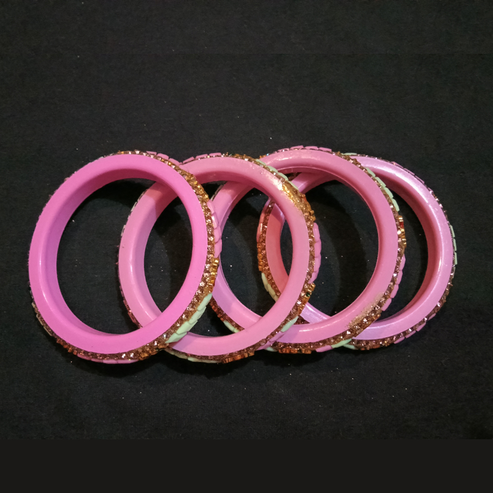 charming pastel pink stone studded kada bangle set charming pastel pink stone studded kada bangle set