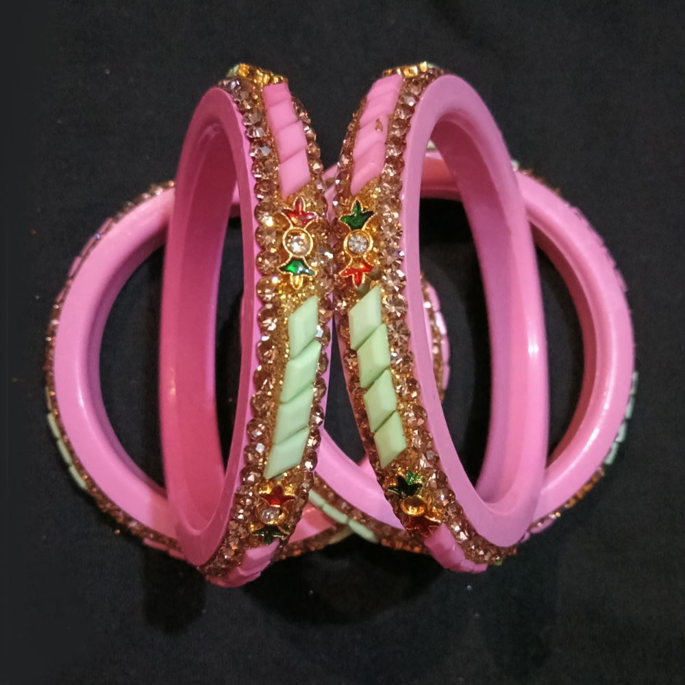charming pastel pink stone studded kada bangle set charming pastel pink stone studded kada bangle set