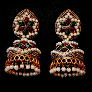 antique gold plated antique gold plated kundan pearl jhumka earrings for womenkundan pearl jhumka earrings for women