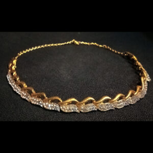 elegant gold tone crystal link necklace for women – designer artificial jewellery