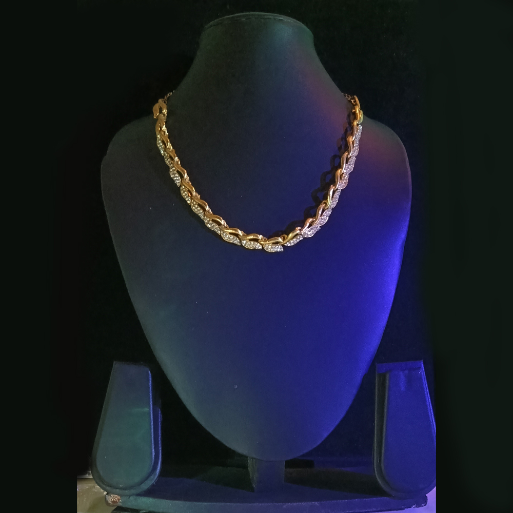 elegant gold tone crystal link necklace for women – designer artificial jewellery elegant gold tone crystal link necklace for women – designer artificial jewellery