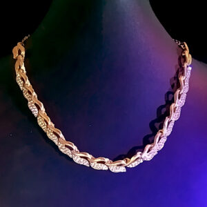 elegant gold tone crystal link necklace for women – designer artificial jewellery