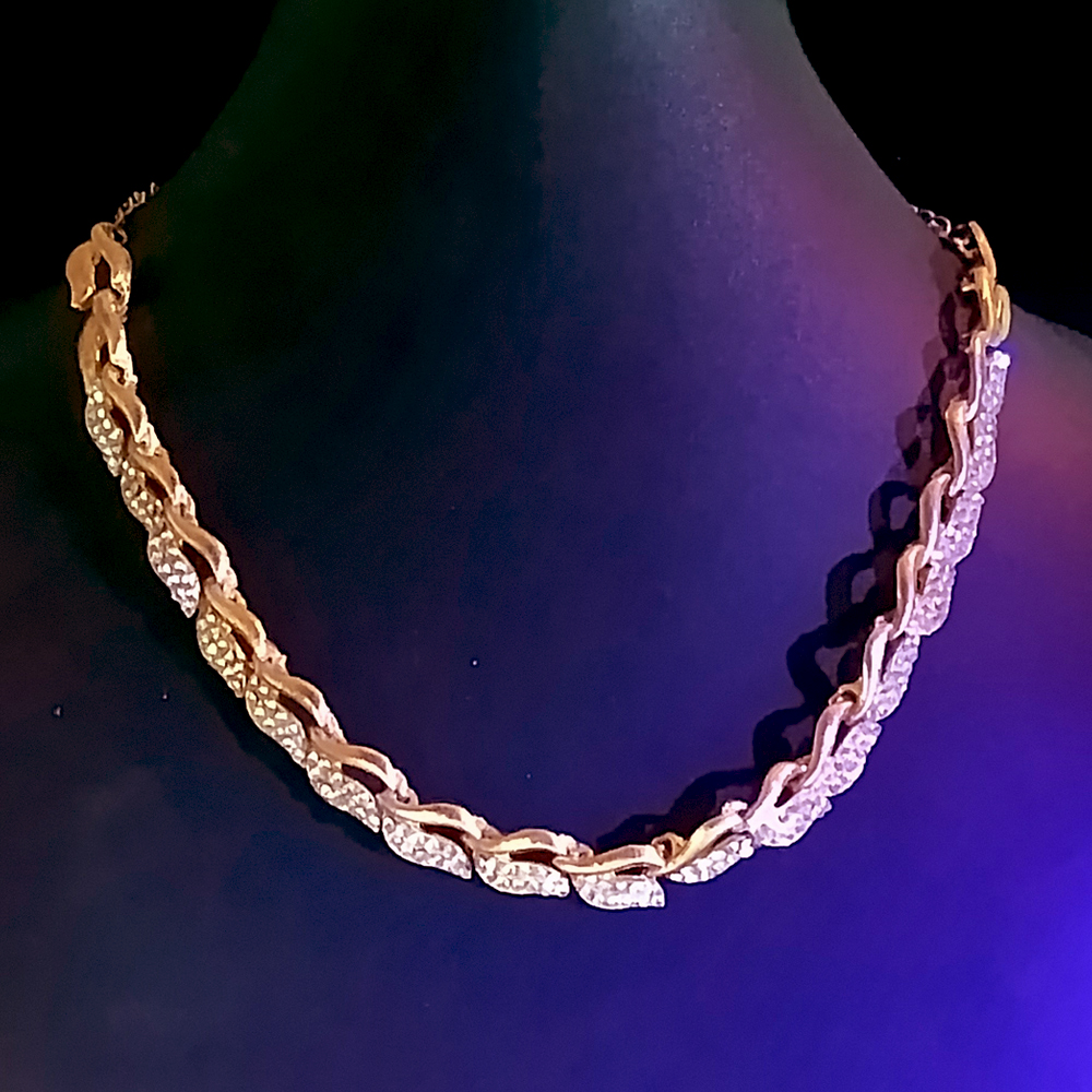 elegant gold tone crystal link necklace for women – designer artificial jewellery elegant gold tone crystal link necklace for women – designer artificial jewellery