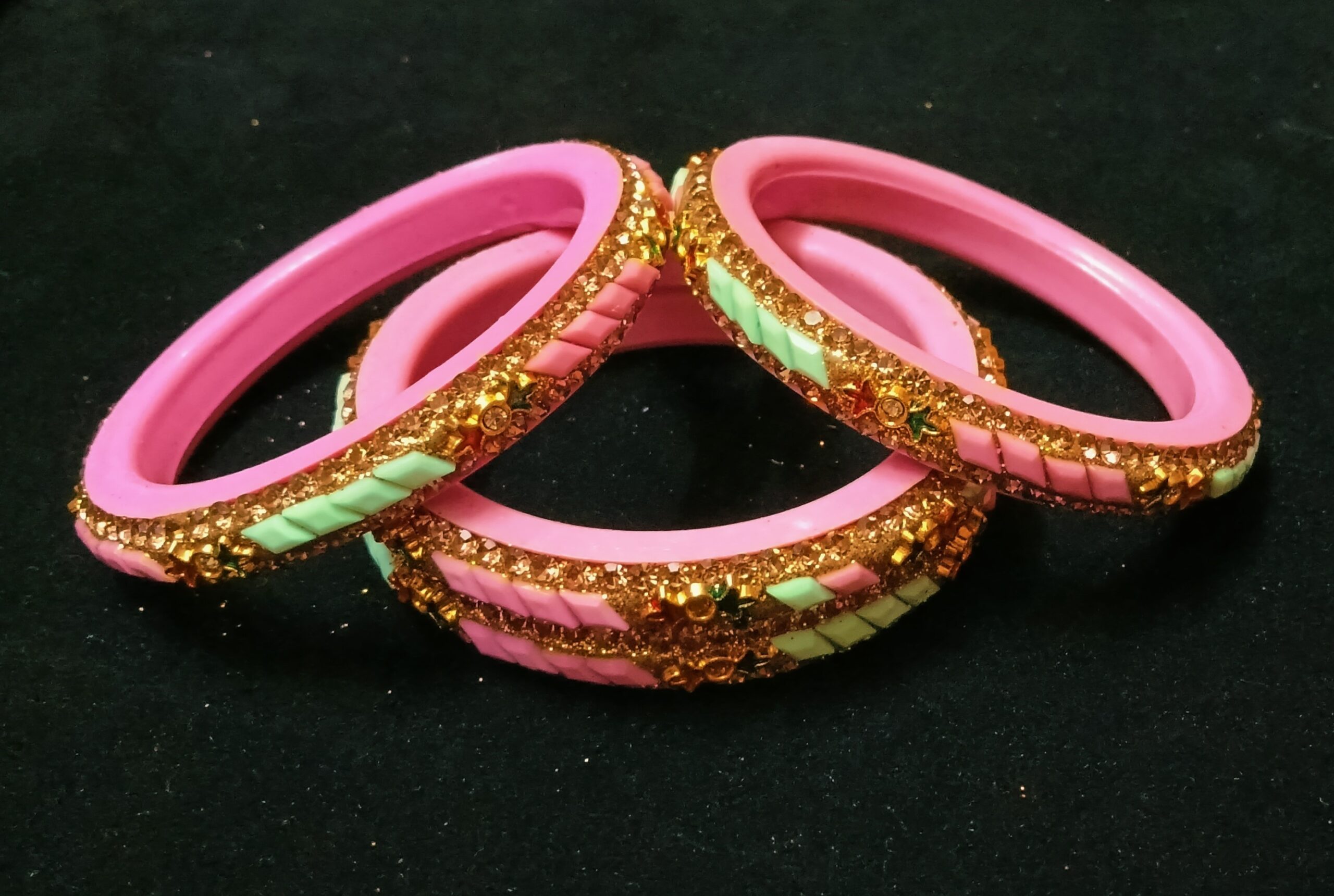 charming pastel pink stone studded kada bangle set charming pastel pink stone studded kada bangle set