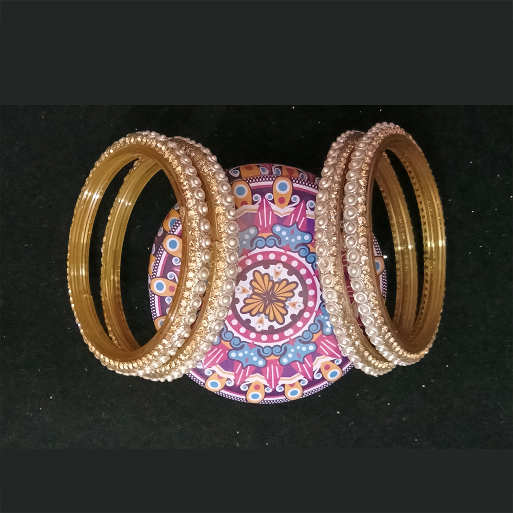 classic pearl & golden plastic bangle set for women | elegant traditional bangles classic pearl & golden plastic bangle set for women | elegant traditional bangles