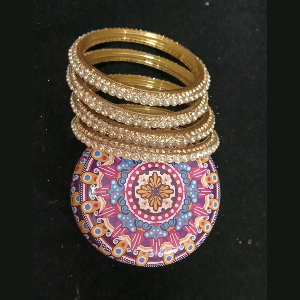 classic pearl & golden plastic bangle set for women | elegant traditional bangles classic pearl & golden plastic bangle set for women | elegant traditional bangles