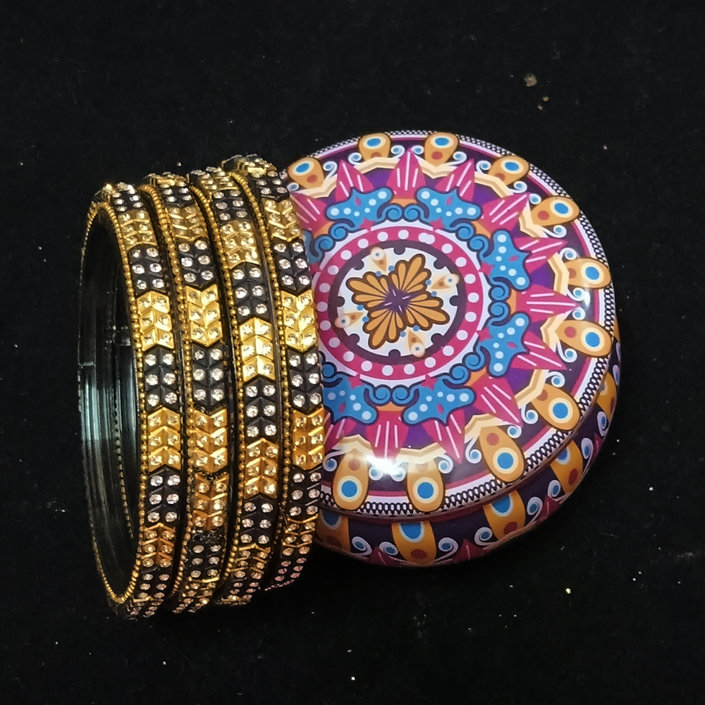 elegant black & gold stone plastic bangle set for women | traditional party wear bangles elegant black & gold stone plastic bangle set for women | traditional party wear bangles