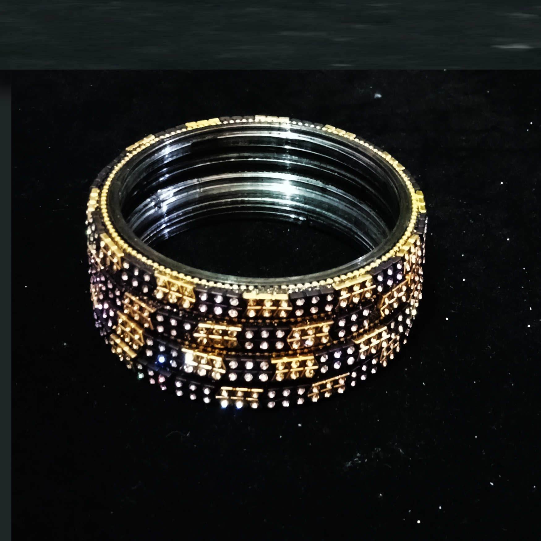 elegant black & gold stone plastic bangle set for women | traditional party wear bangles elegant black & gold stone plastic bangle set for women | traditional party wear bangles