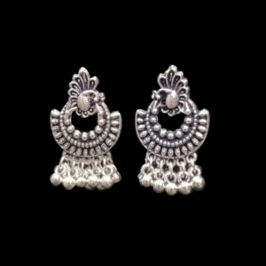 women's silver oxidised tribal dangler earrings