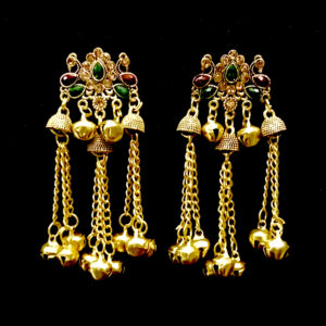 women's traditional antique gold finish jhumka dangler earrings