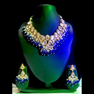 New Arrival royal blue kundan necklace set with matching earrings | traditional ethnic jewellery