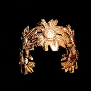 women's gold plated floral cuff bracelet | designer statement kada for party, festive & ethnic wear
