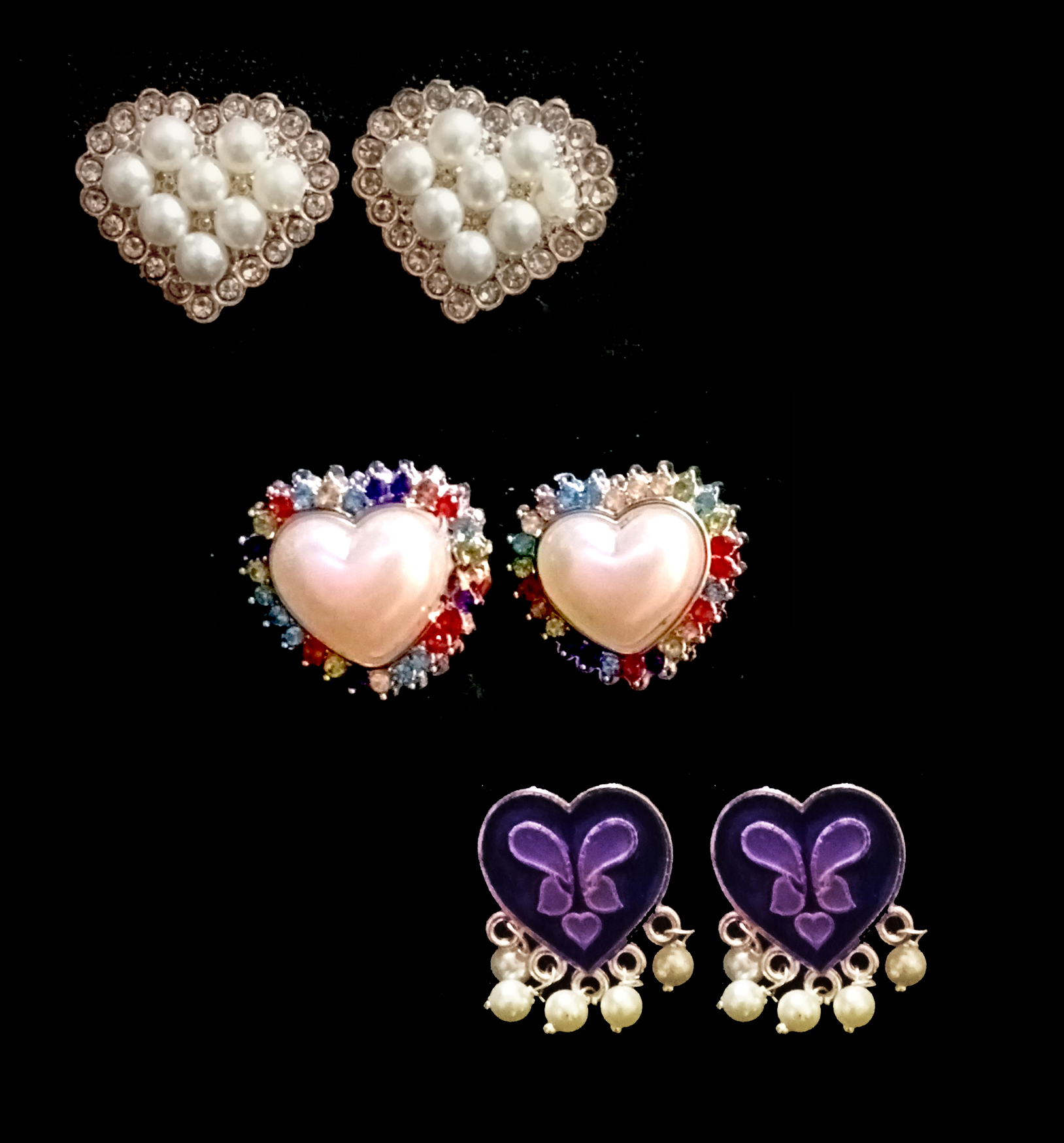 women's multicolour crystal heart stud earrings | elegant party wear fashion earrings women's multicolour crystal heart stud earrings | elegant party wear fashion earrings