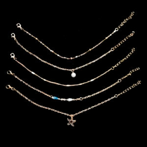 women's fashion jewellery combo set | 3 delicate necklaces & 2 charm bracelets | minimalist accessories set