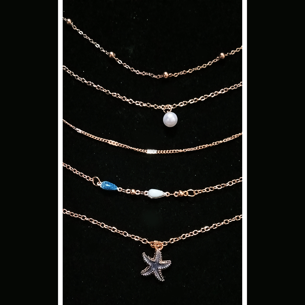 women's fashion jewellery combo set | 3 delicate necklaces & 2 charm bracelets | minimalist accessories set women's fashion jewellery combo set | 3 delicate necklaces & 2 charm bracelets | minimalist accessories set