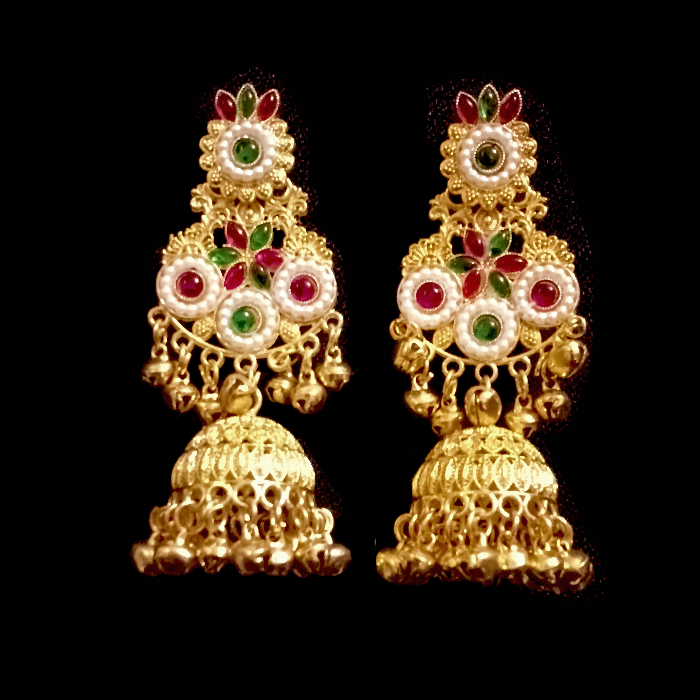 multicolour stone gold plated ethnic earrings for festive & wedding wear multicolour stone gold plated ethnic earrings for festive & wedding wear