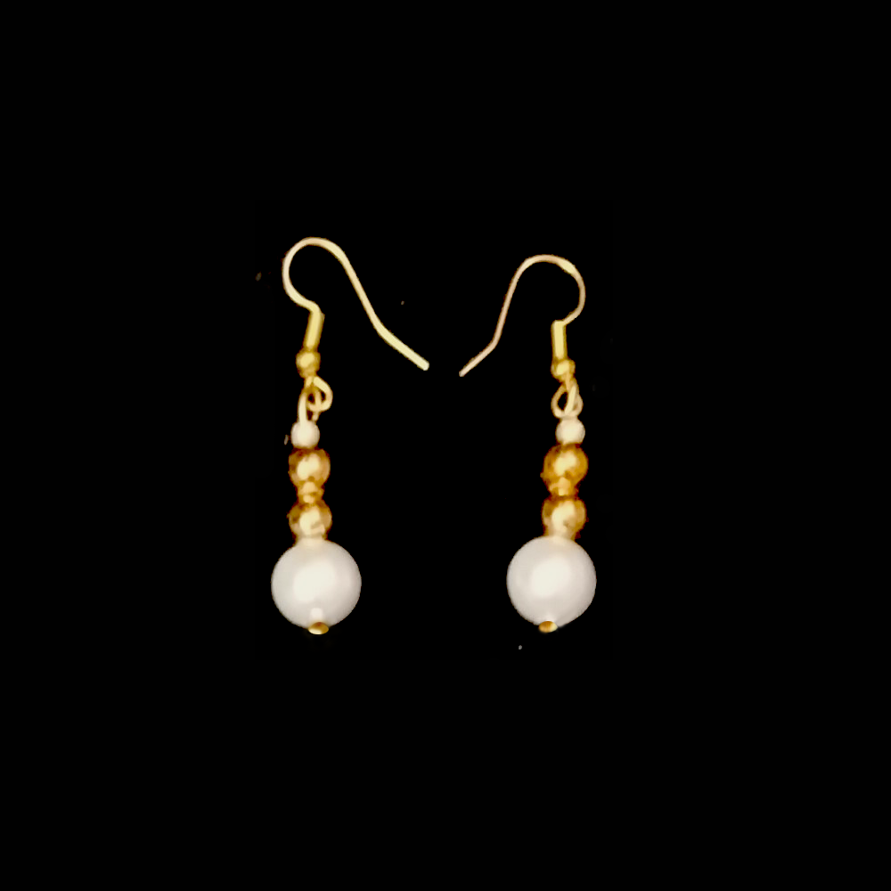 pearl beaded necklace & earrings set – gold & white pearl beaded necklace & earrings set – gold & white