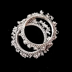 New Arrival elegant silver tone ghungroo designer bangle set for women