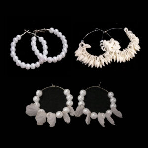New Arrival women's white pearl hoop earrings | elegant fashion hoop earrings for party & casual wear